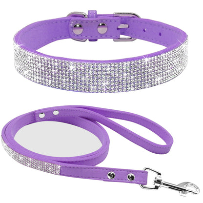 Dazzle Suede Pet Collar Leash Set