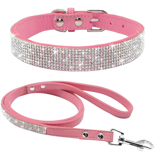 Dazzle Suede Pet Collar Leash Set