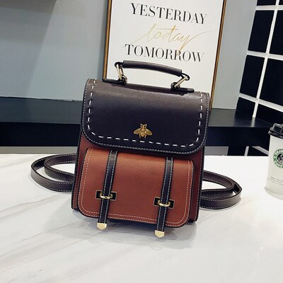 YBYT™ Vintage Paneled PU Leather Backpack