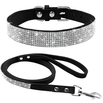 Dazzle Suede Pet Collar Leash Set