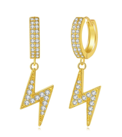 14K Gold Plated Lightning Dangling Earrings