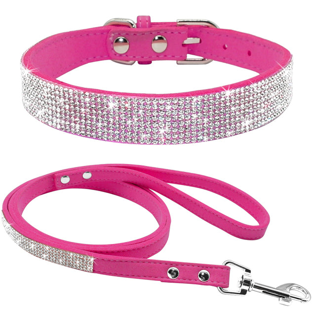 Dazzle Suede Pet Collar Leash Set