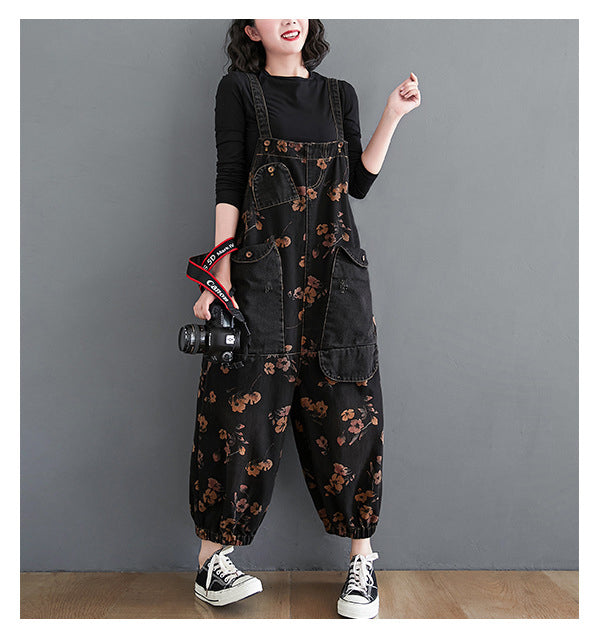 O.NIGHT™ Vintage Print Pockets Jumpsuit overall