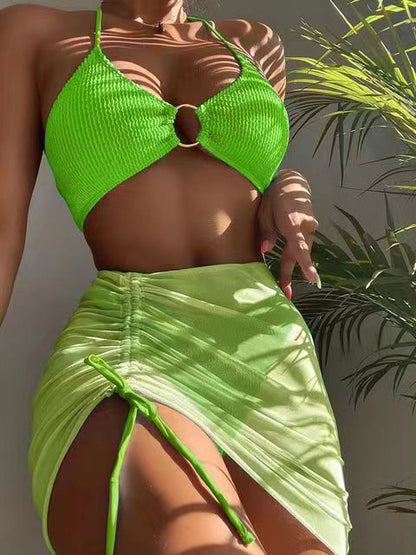 O.NIGHT™ 3pcs Sultry Mesh Skirt Swimsuit