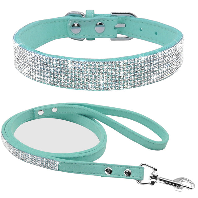 Dazzle Suede Pet Collar Leash Set