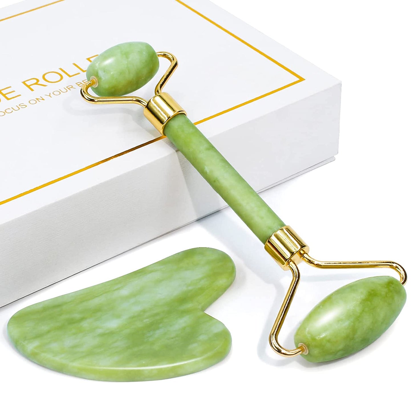 BAIMEI™ Jade Roller & Gua Sha Facial Tools Set