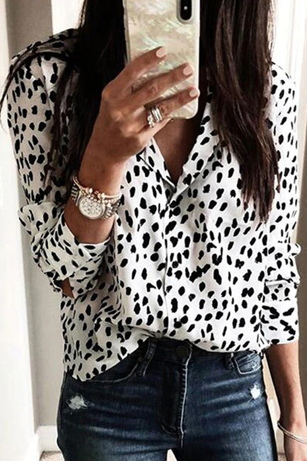 O.NIGHT™ Collared Leopard Print Blouse