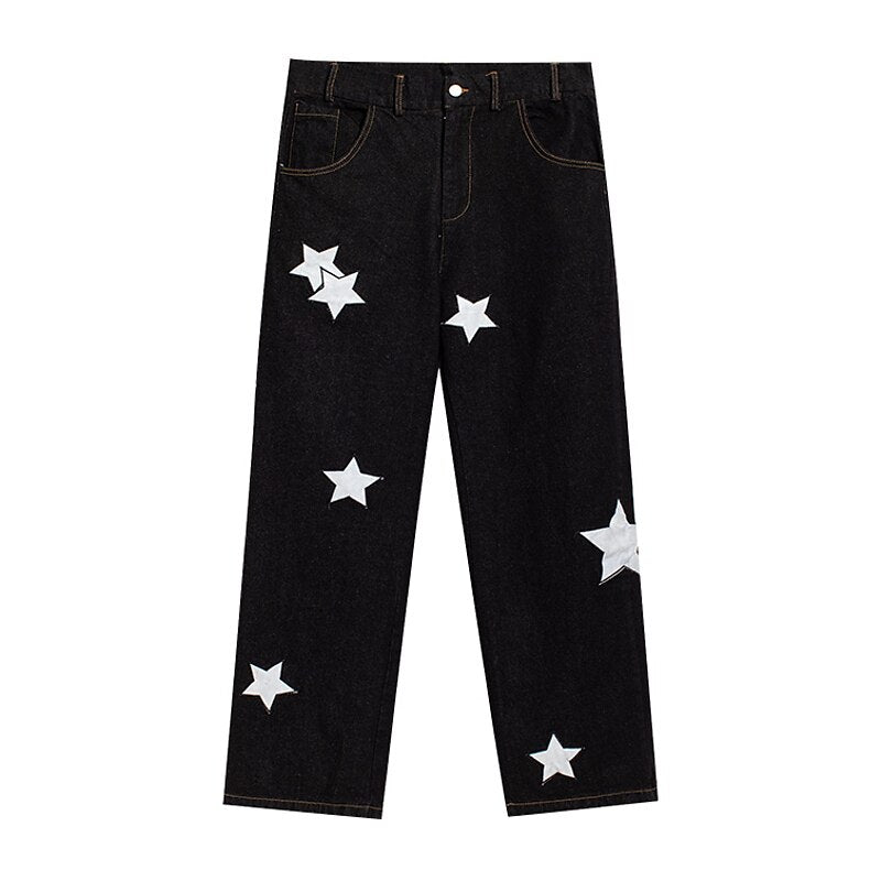 O.NIGHT™ Pointed Star Embroidered Loose Jeans