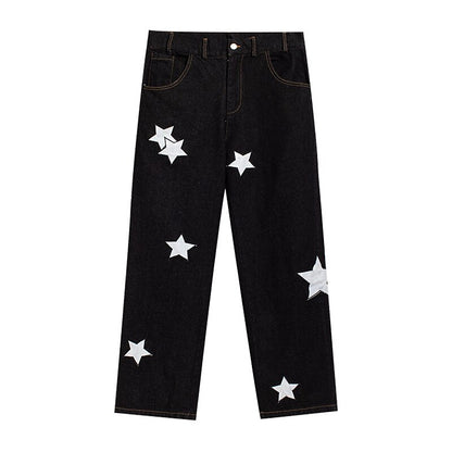 O.NIGHT™ Pointed Star Embroidered Loose Jeans