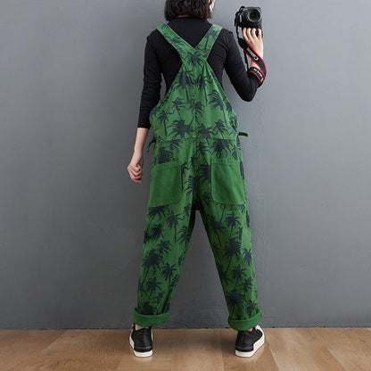 O.NIGHT™ Vintage Print Straight Green Jumpsuit