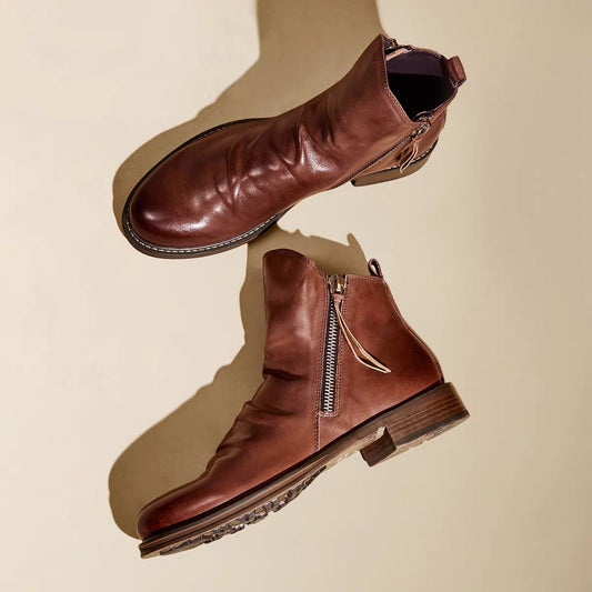 StrideEase™ Retro Ankle Non-Slip Leather Boots