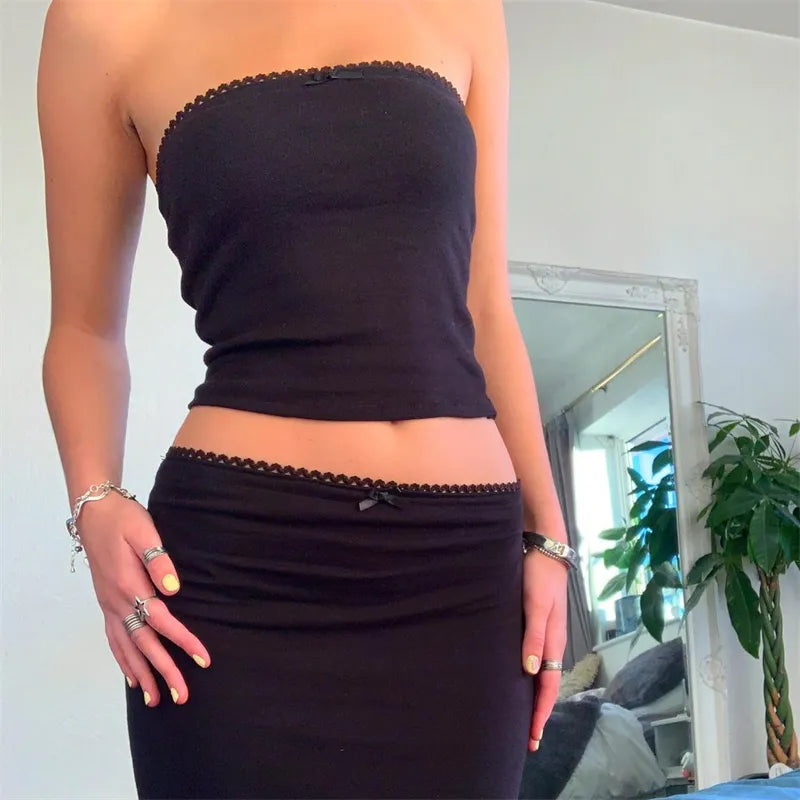 O.NIGHT™ Strapless Tube Top bodycon Long Skirt Set