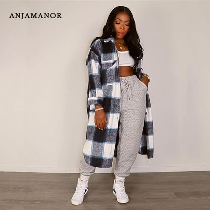 ANJAMANOR™ Elegant Checkered Jacket