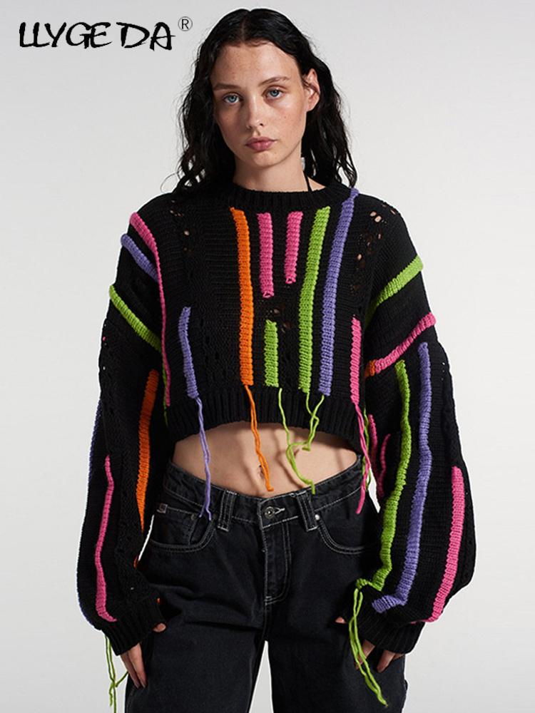 LLYGEDA™ Knitted Loose String Crop Top Sweater