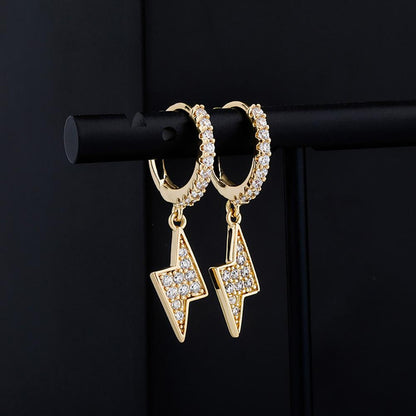 14K Gold Plated Lightning Dangling Earrings