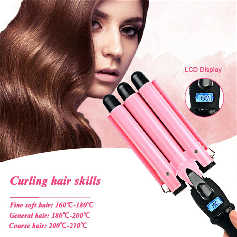 CurlPro™ 3-Barrel Hair Curling Iron Wand