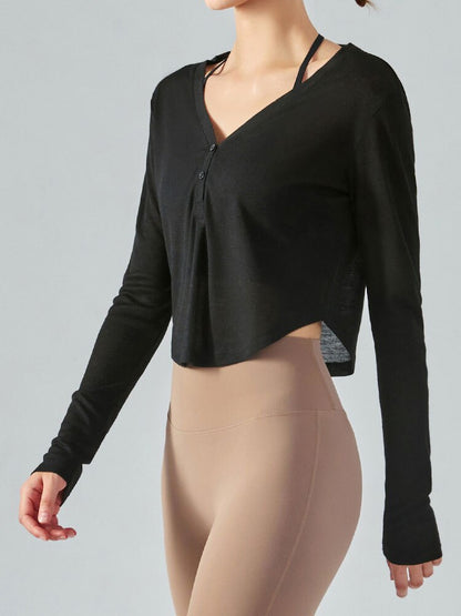 O.NIGHT™ Slim V-neck Long Sleeve Yoga Top