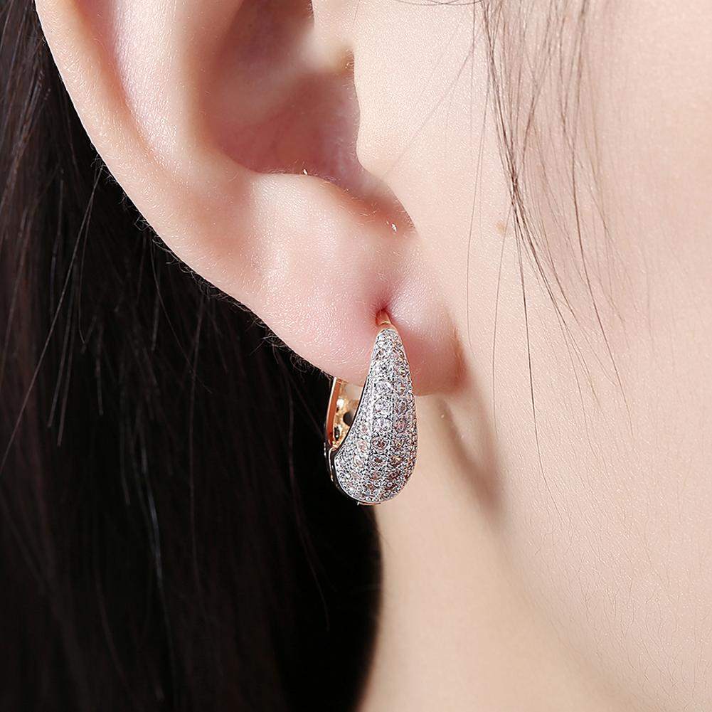 18K White Gold Plated 26 Stone Teardrop Earrings