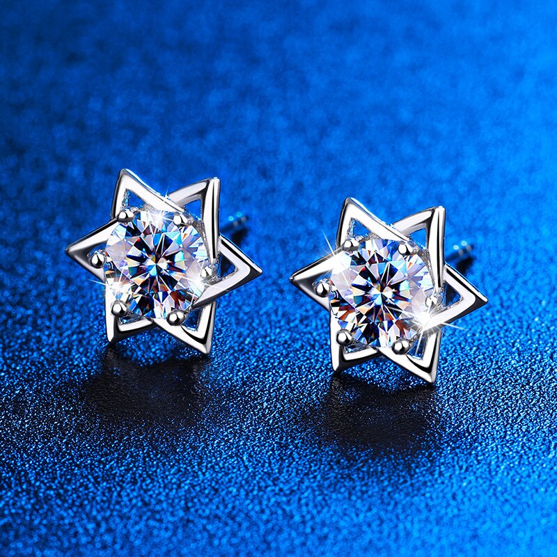 1ct Sterling Silver Diamond Moissanite Stud Earrings