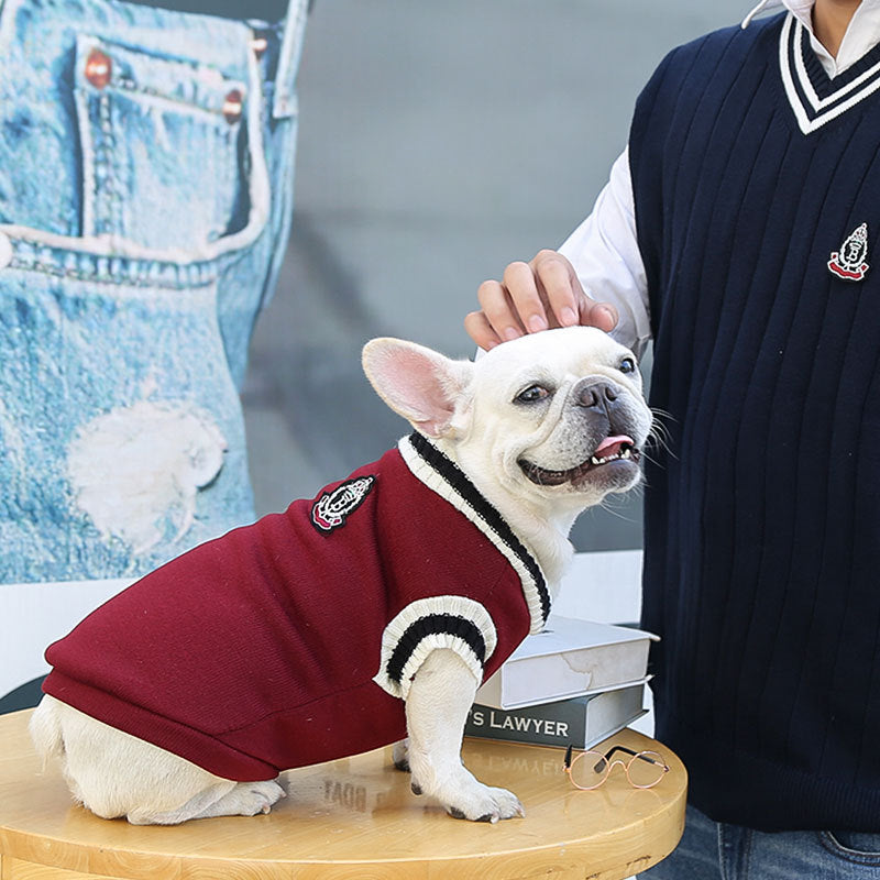 V-Neck College Style Warm Vest