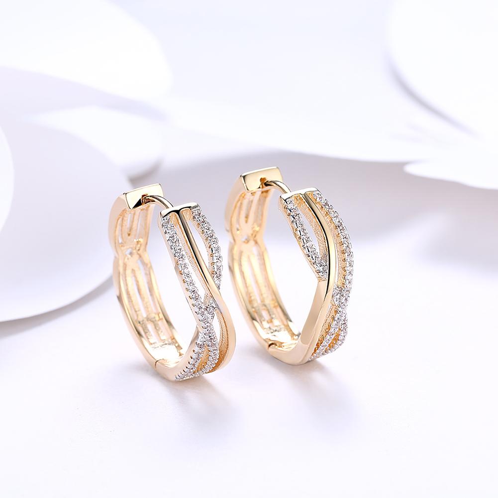 18K Gold Plated Criss Cross Pav'e Earrings