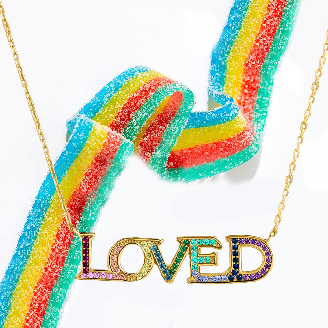 18K Gold Plated Rainbow Elements Pendant Necklace