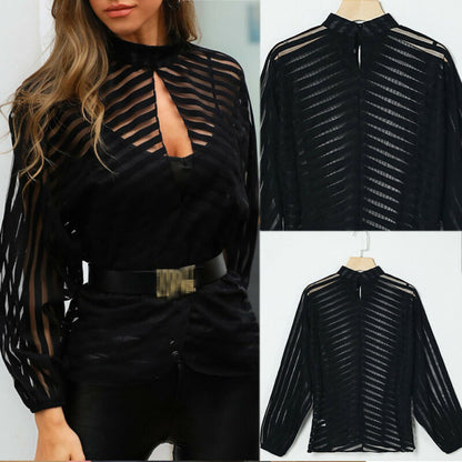 O.NIGHT™ Mesh Net Long Sleeve Blouse