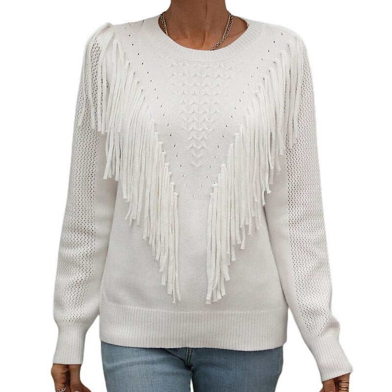 O.NIGHT™ Soft Tassels Crew Neck Sweater