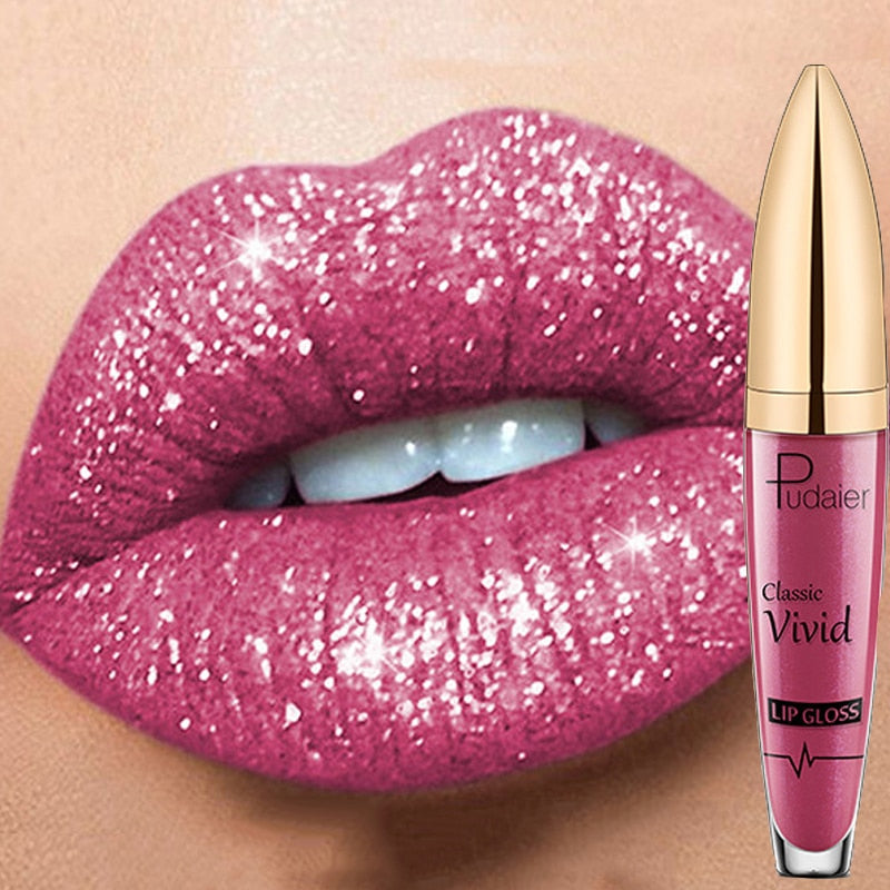 PUDAIER™ Long Lasting Matte Glitter Liquid Shiny Lip Gloss