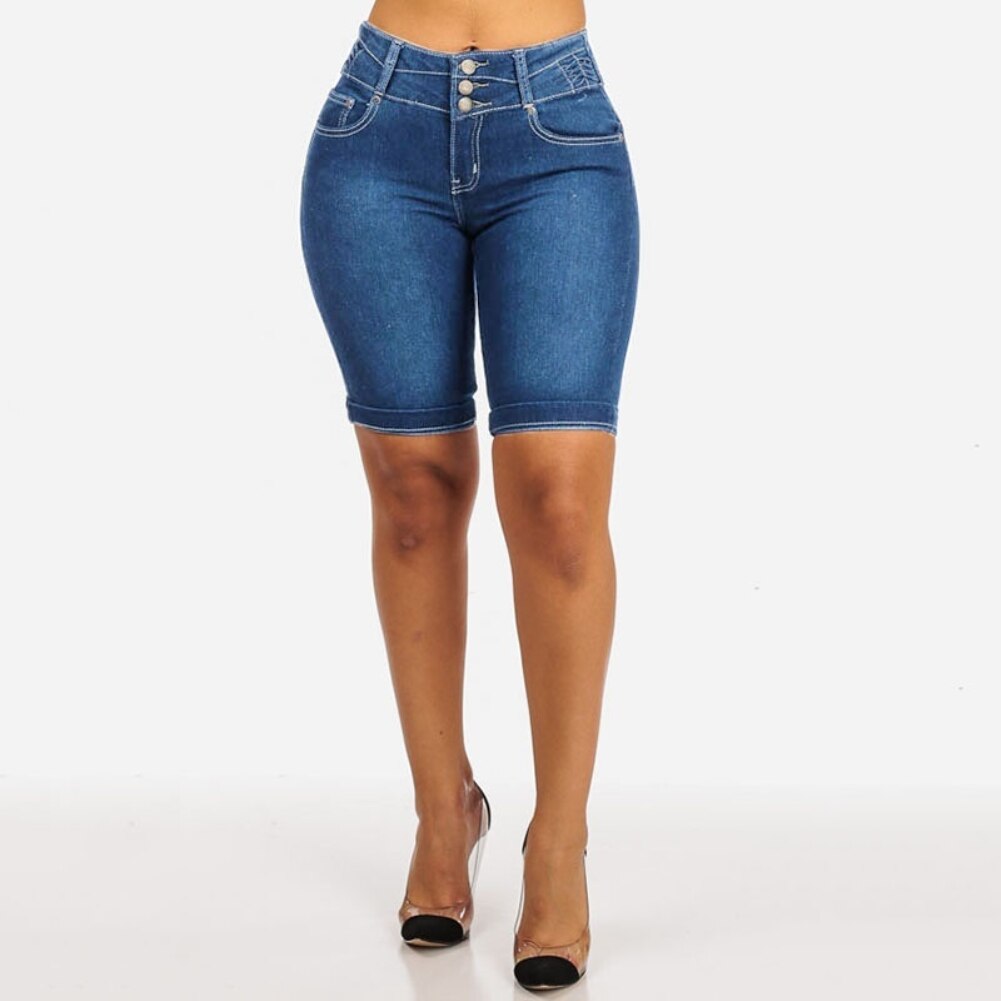 O.NIGHT™ Knee Length Denim Stretch Short Jeans