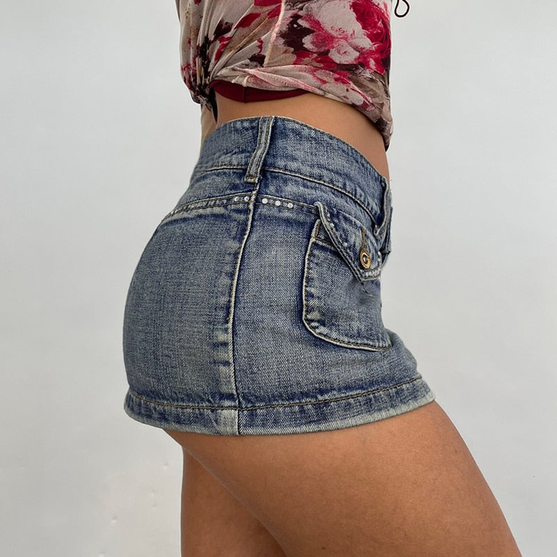 O.NIGHT™ Vintage Diamond Denim Mini Skirt