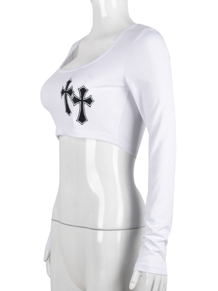 O.NIGHT™ Cross Embroidered Crop Top for Women