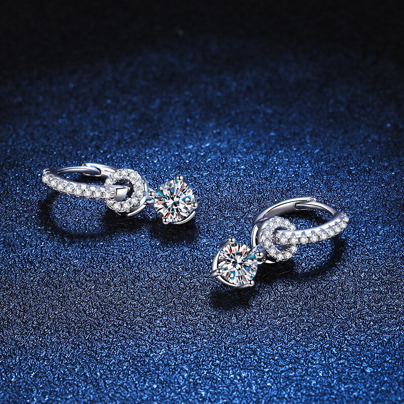 1ct Genuine Moissanite Drop Earrings