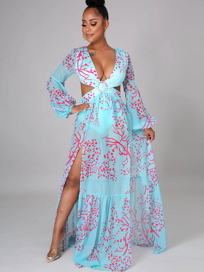 EDOLYNSA™ Long Lantern Sleeve Dress