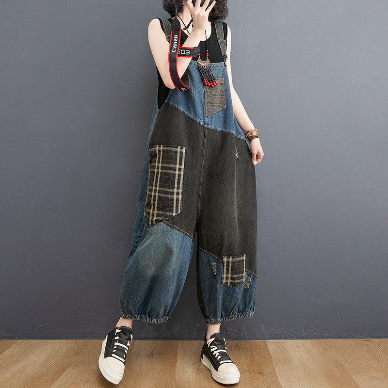 O.NIGHT™ Vintage Print Stich Loose Jumpsuit overall