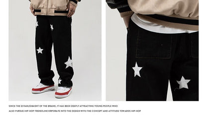 O.NIGHT™ Pointed Star Embroidered Loose Jeans