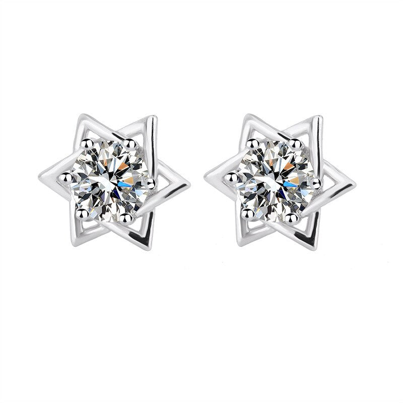 1ct Sterling Silver Diamond Moissanite Stud Earrings