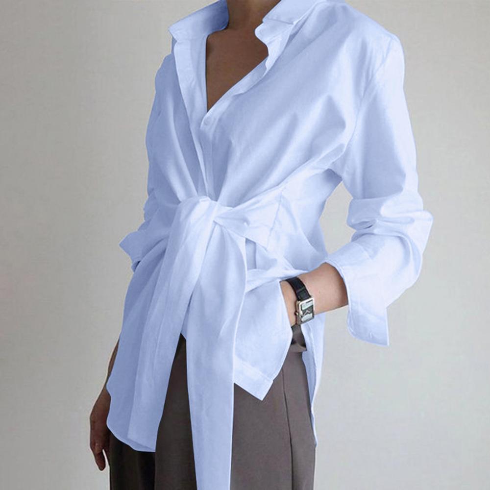 O.NIGHT™ Long Sleeve Ruched Chiffon Tie-Front Blouse