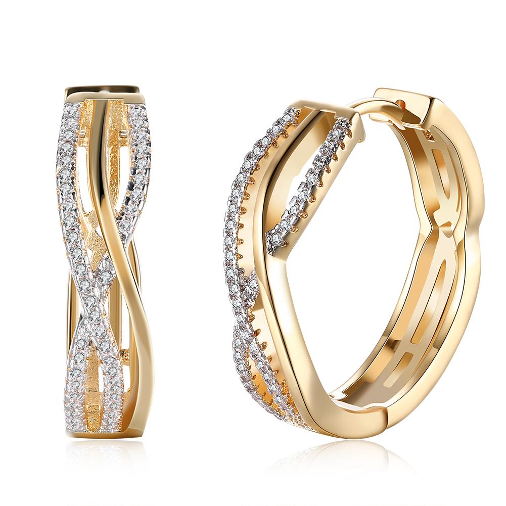 18K Gold Plated Criss Cross Pav'e Earrings