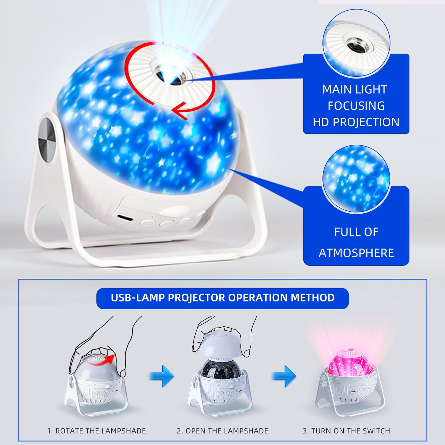 Rotating Magic Diamond Projection Lamp