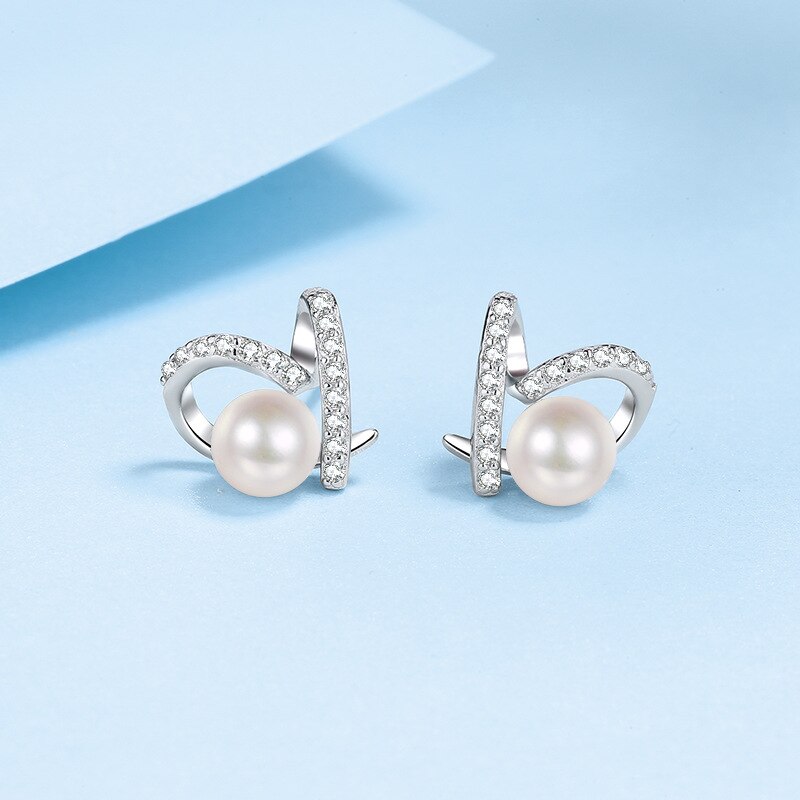 0.32ct Freshwater 7mm Pearl Moissanite Stud Earring