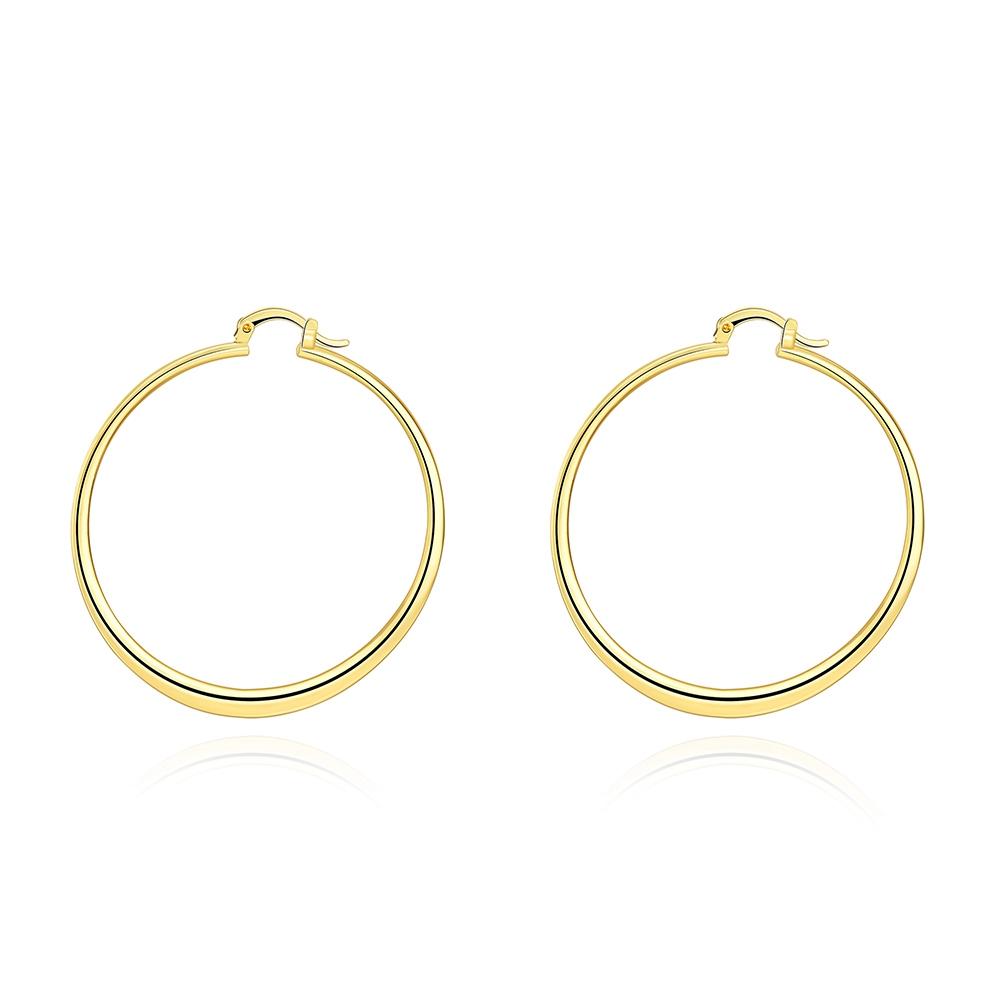 18K Gold Plated 2" Flat Hoop Earrings