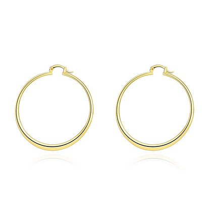 18K Gold Plated 2" Flat Hoop Earrings