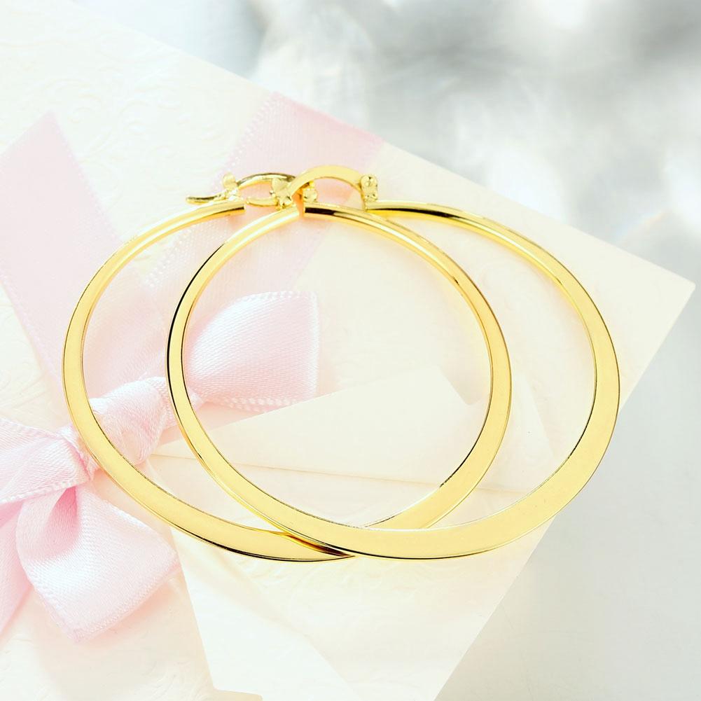 18K Gold Plated 2" Flat Hoop Earrings