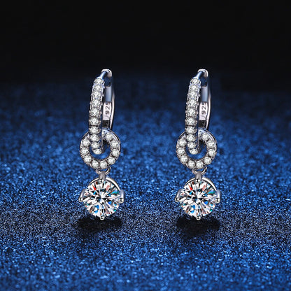 1ct Genuine Moissanite Drop Earrings