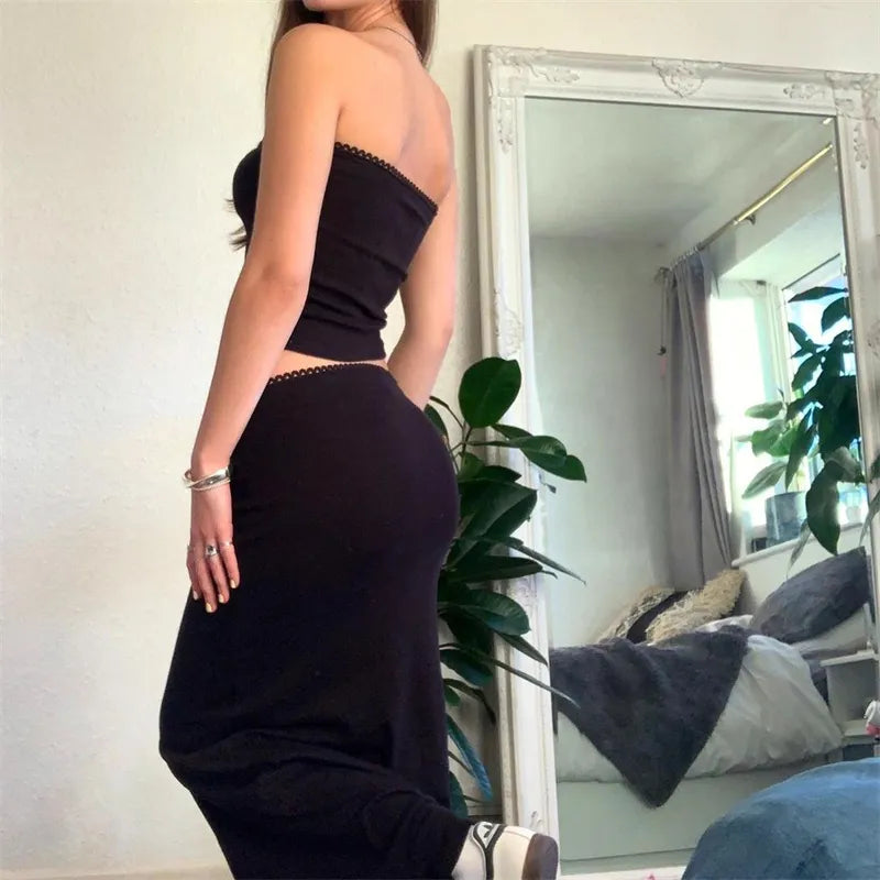 O.NIGHT™ Strapless Tube Top bodycon Long Skirt Set