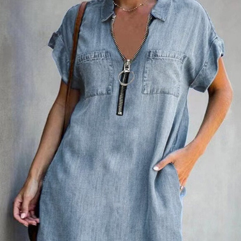 O.NIGHT™ Zip Closure Denim Dress