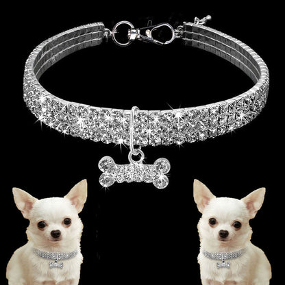 Shiny Rhinestones Pet Collar