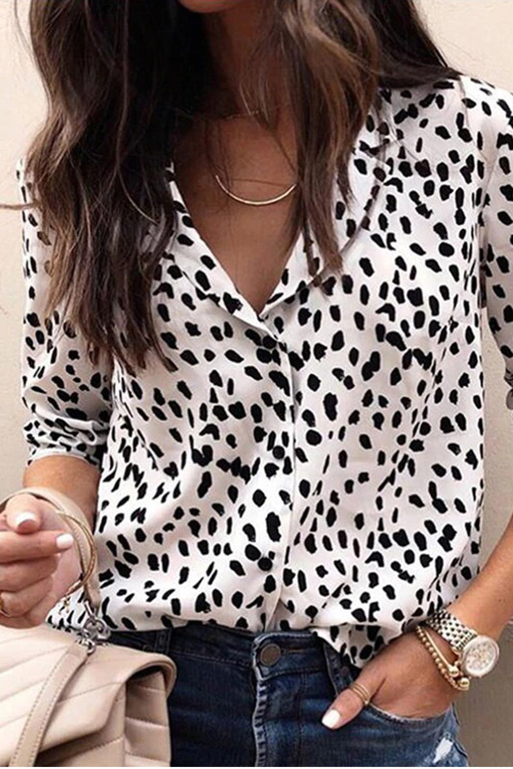 O.NIGHT™ Collared Leopard Print Blouse