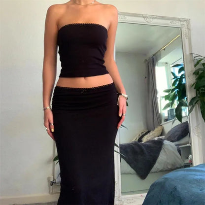 O.NIGHT™ Strapless Tube Top bodycon Long Skirt Set